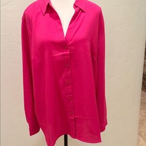 Ann Taylor Hot Pink Button-Down Blouse